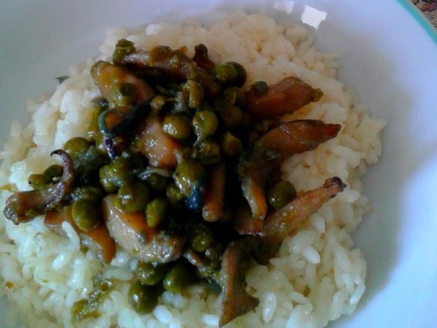 Riseria Re Carlo - Riso con seppie e piselli - Foto particolare (close-up) ricetta impiattata